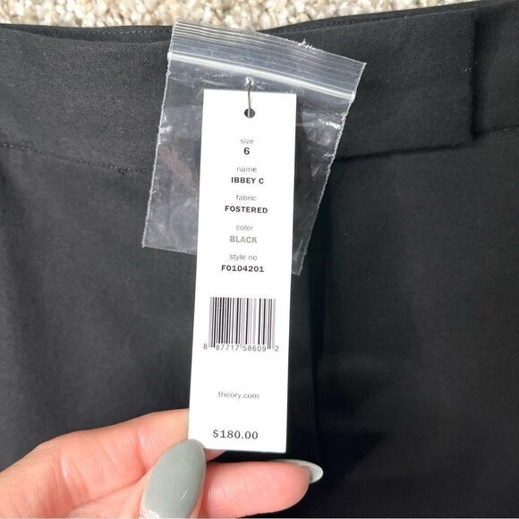 Theory Pants Women’s 6 Ibbey C Black Fostered Cropped Dress Pants NWT - Picture 4 of 10